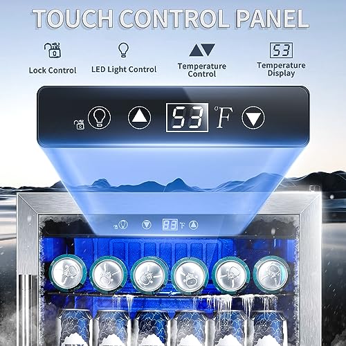 Antarctic Star Beverage Refrigerator,145 Can Mini Fridge,Freestanding wine cooler for Soda Beer or Wine,Glass Door, Small Drink Dispenser Machine, Touch Screen for Home Office or Bar, 4.5cu.ft.