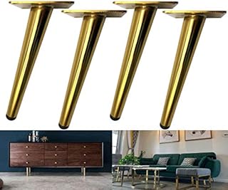 Bikani Golden Sofa Legs Round Solid Metal Furniture Legs Sofa Replacement Legs Perfect for Mid-Century Modern/Great IKEA hack for Sofa, Couch, Bed, Coffee Table (Golden Color, 5 Inches,Set of 4)