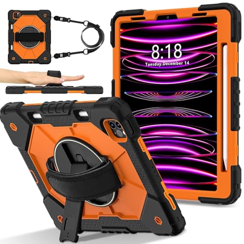 Étui iPad Air 4 10,9 pouces antichoc noir et orange avec support réglable