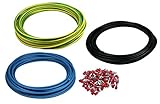  Einzelader H07V-K 10 mm² Set 3 x 10 Meter + 100 Hülsen Grüngelb Blau Schwarz