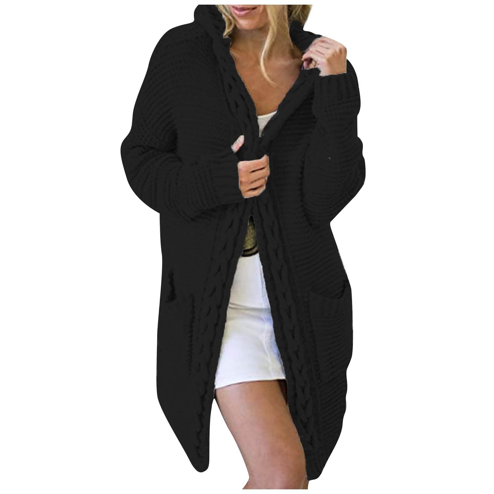 Womens Cable Knit Long Cardigan Sweater Oversized Hooded 2025 Fall Trendy Open Front Jacket Soft Casual Outerwear
