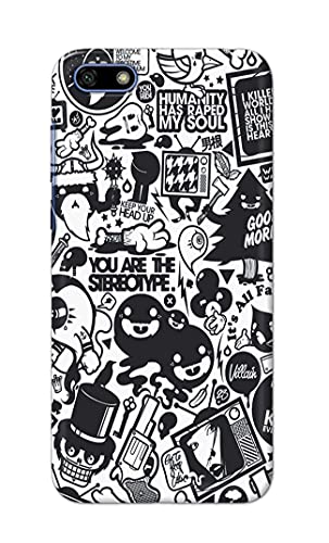 Image of Printed Hard Back Cover Case for Honor 7S | Huawei Y5 2018 | Huawei Y5 Prime 2018 Back Cover (Mixed Cartoon) -1302
