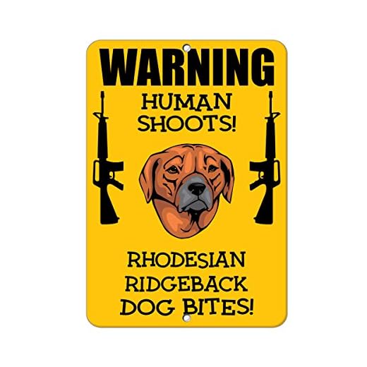 Rhodesian Ridgeback Dog Human Shoots Fun Novelty SignVinyl Sticker Decal 8"