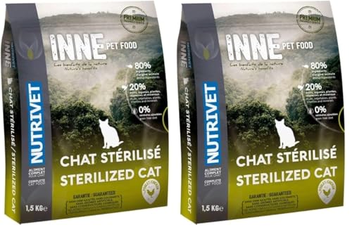 NUTRIVET - INNE Chat - Croquettes sans Céréales - Chat Stérilisé ou en Surpoids - Poulet - 80%...