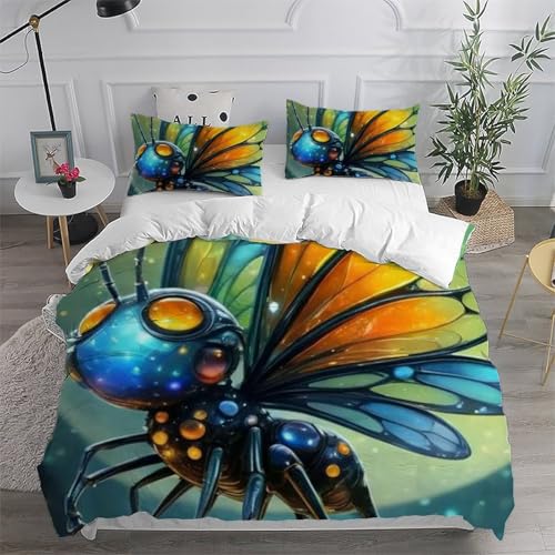 Housse de couette papillons colorés 200x200 pour lit double en microfibre - 6