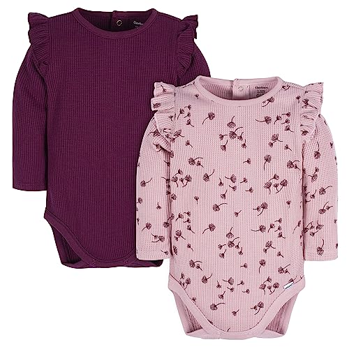 Image of Gerber Baby-Girls 2-Pack Long Ruffle Sleeve Onesies
