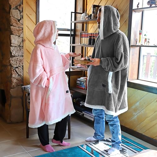 Image of Catalonia Oversized Hoodie Blanket Sweatshirt, Comfortable Sherpa Giant Pullover with Large Front Pocket for Adults Men Women Teenagers Wife Girlfriend