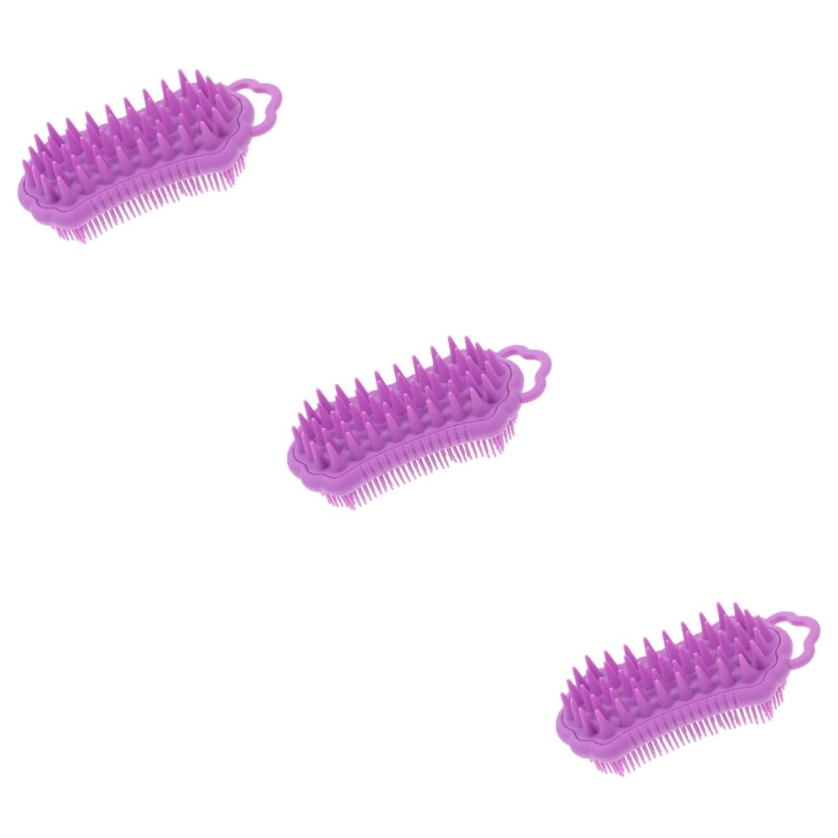 3 Stück Silikon Shampoo Kamm Haarbürste Haarbürste Haar Kopfhaut Schrubber Kopfhaut Haar Kopfmassage Waschborsten Körper Badewerkzeug Silikon Dusch Schrubber Luffa Lila