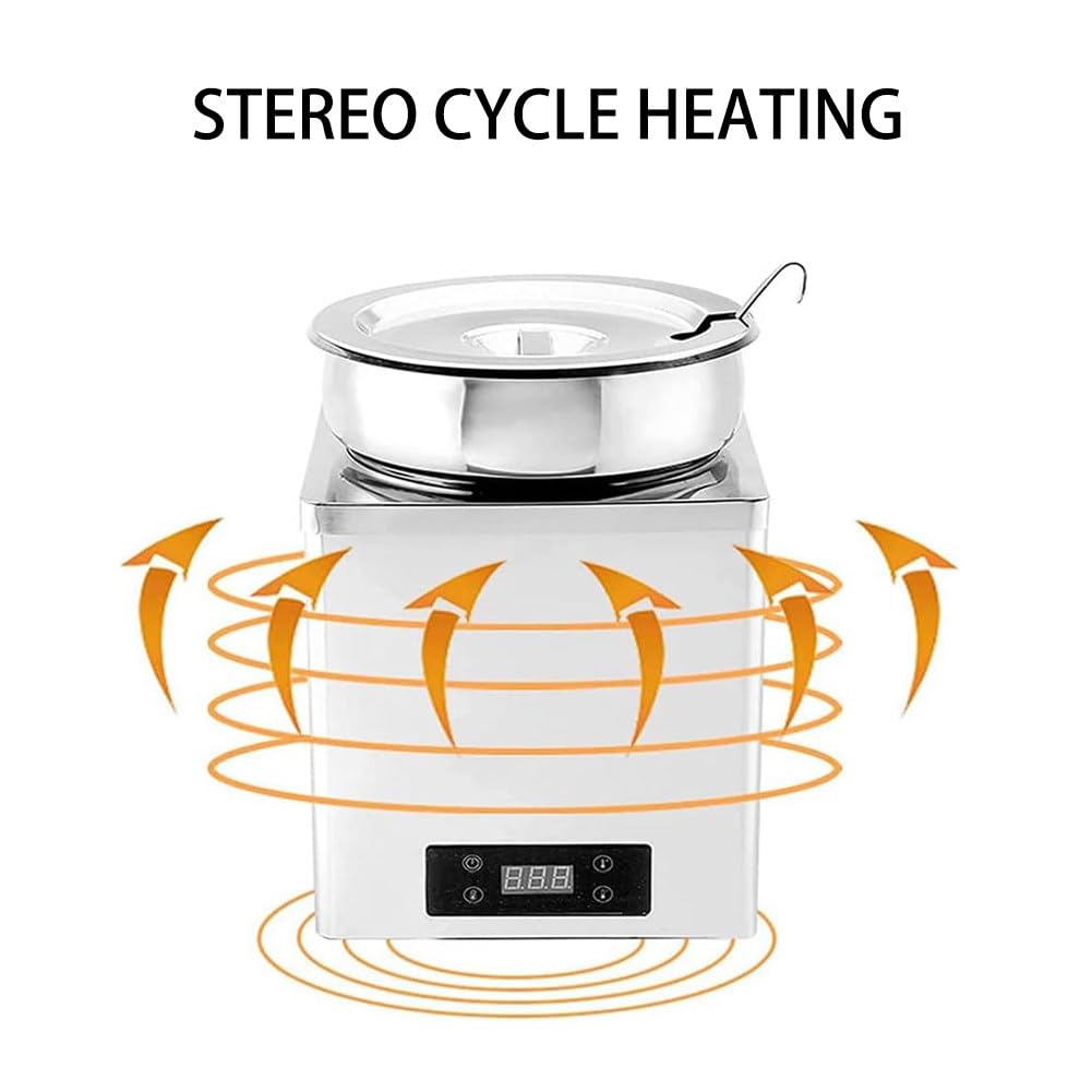 Templadora de Chocolate Comercial de 600 W, Olla de Acero Inoxidable para Sopa de encimera, para Perlas de conservación del Calor, Papilla, Bolas de Taro y Sopa,7L