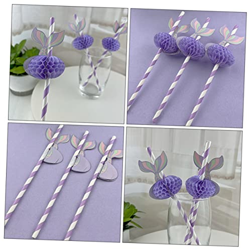 Pitillos de papel diseño sirena violeta 50 unidades miniatura 3