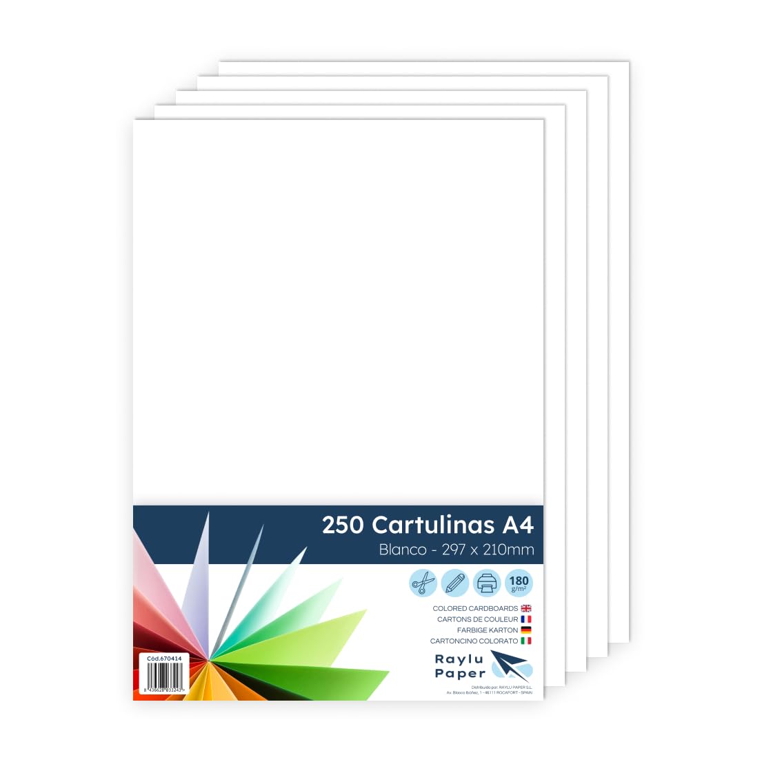 Cartoncini A4 bianchi 250 pezzi 180 g 210 x 297 mm per rilegatura e ufficio