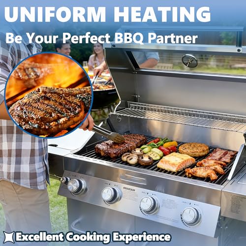 Image of SafBbcue 97888 Cooking Grates for Monument Grill Replacemnt Parts 24367 24633 13892 17842 35633 41847NG, Cast Iron Grids for Monument 35633R 35633B D405 D425 4-Burner Grill Accessories