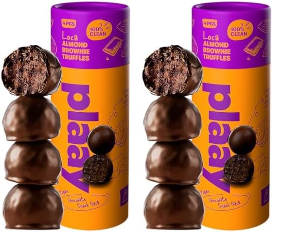 Plaay Almond Brownie Chocolate Truffles – Keto Dark Chocolate Snack – Gluten-Free, Vegan-Friendly with Rich Fudgy Texture for Guilt-Free, Anytime Smart Snacking - 60g (Pack of 2)