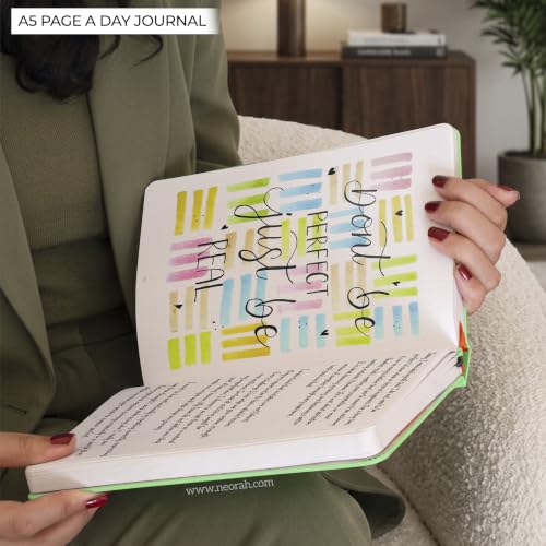 Image of NEORAH -A5 DOTTED | 368 Pages - 110 Gsm | PAGE A DAY JOURNAL (21x14.8 cm)-Hardcover Dot Grid Notebook |Back Pocket |3 Silk Book Mark - Completely HANDMADE for Journaling,writing - LIGHT GREEN