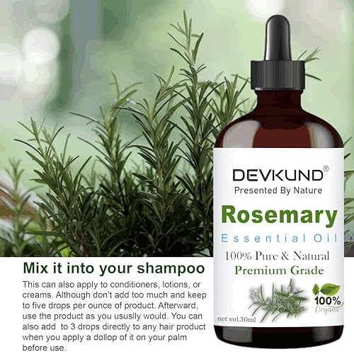 Image of Rosemary Essential Oil For Hair Growth for Women & Men | Reduce Acne| Moisturize Skin | For All Skin & Hair Types (30 ml)