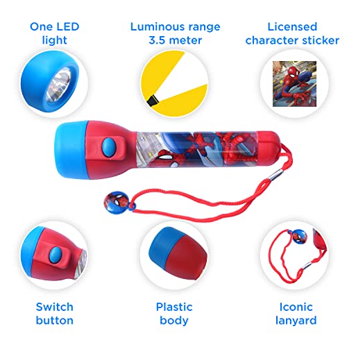 Spiderman, torcia a LED grande, per bambini, luce notturna super luminosa, per Natale, compleanno e ringraziamento, torcia in plastica, regalo per bambini dai 3 anni in su. Dimensioni: 16 cm - Image 5