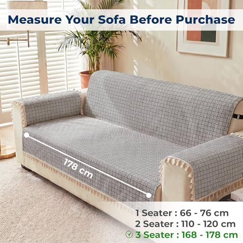 Image of Story@Home Sofa Set 5 Seater Cover Full | Sofa Covers 3 Seater and 2 Seater - 3+2 Sofa Cover Configuration | Sofa Mat with Sofa Back Covers and ArmRest Covers - Navy Blue & White