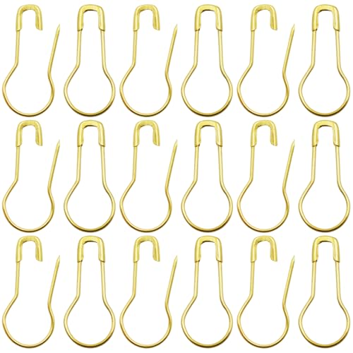 SHRJ 1000pcs Metal Safety Pins, Bulb Gourd Pins, 0.9” Clothing Tag Pin Calabash Pin Pear Shaped Bead Needle Pins for Crafts Clothes Crafting Knitting Sewing Making Accessories (Gold)