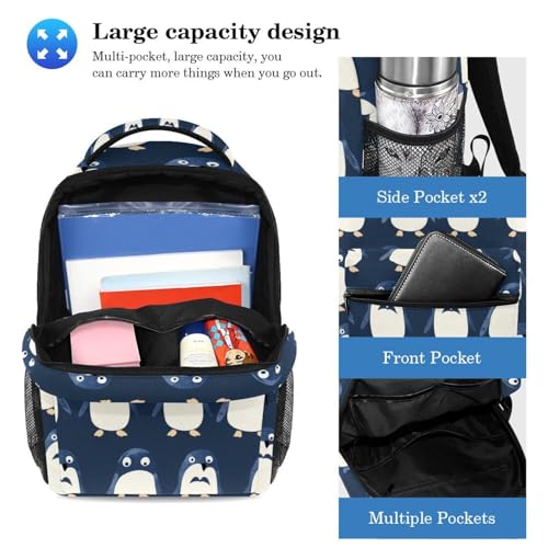 Ensemble cartable bleu pingouin sac à dos trousse scolaire large - 3