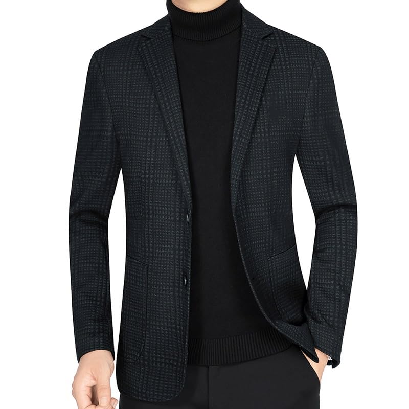 Mens Blue Black Suits Linen Casual Blazers Lightweight Linen Sport Coat Two Button Men Suit Jacket for Wedding Prom Party