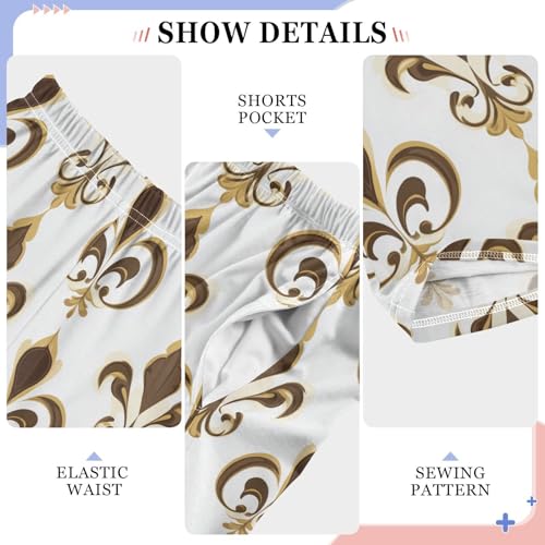 Golden Fleur De Lis Boys Long Pants Soft Trousers Elastic Waist Kids Lounge Bottoms with Pockets S-XL4