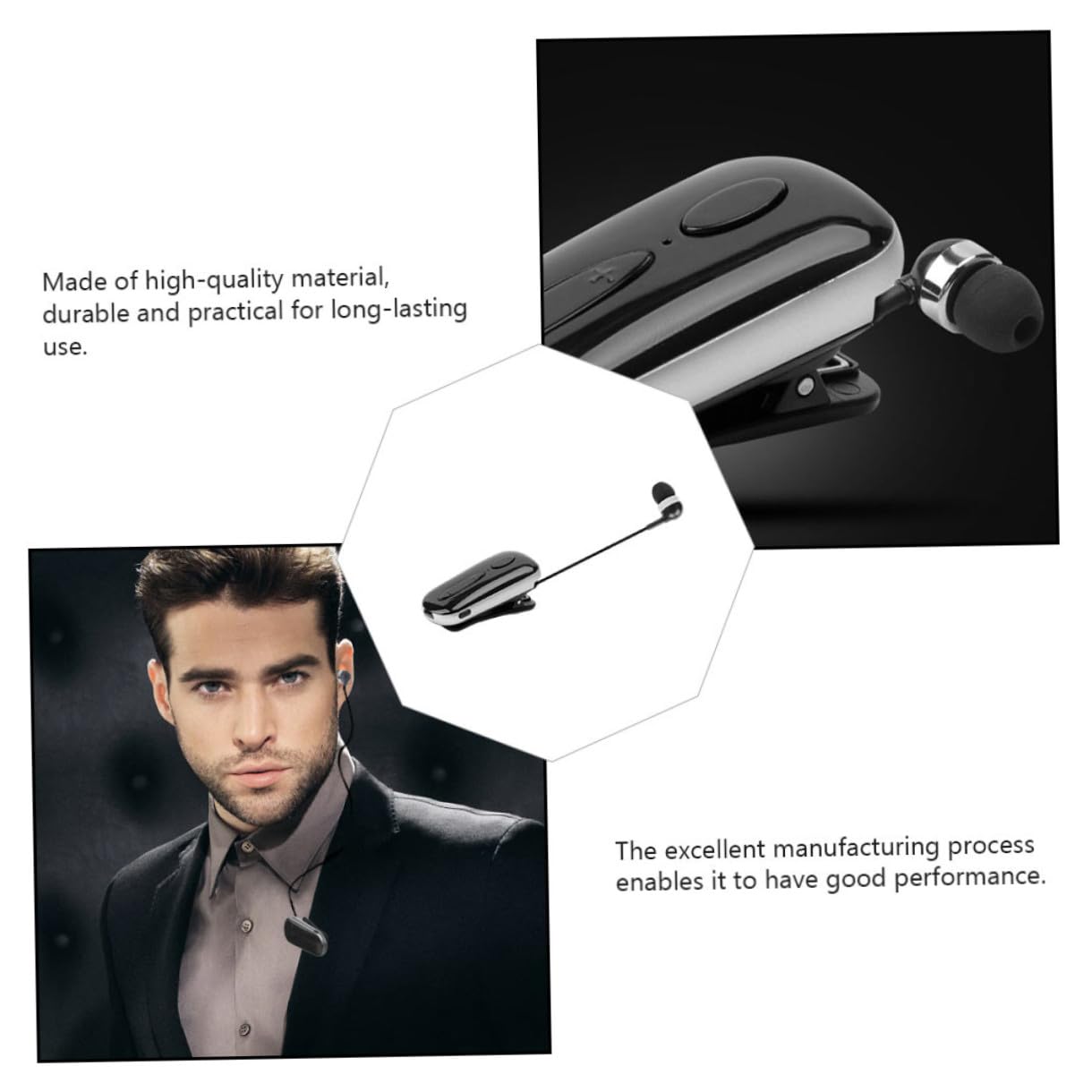 SHINEOFI Cuffie Sportive Wireless Compatte con Clip Retrattile Auricolari Professionali Leggeri per Allenamento Nero