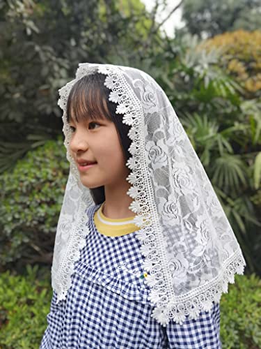 YHDDYG Girls Mantilla Veil Catholic Infinity First Communion Veil for Girls Flowergirl Veils Head-wrap for Girls C13