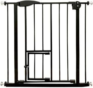 Baby Safety Gate Pet Dog Barrier Stair with Cat Flap Slate Guard Door,Easy Installation 75x82cm,Zanbeel