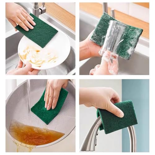Image of Heavy Duty Scrubbing Pads for Cleaning 6 x 4 x 0.31inch Dish Scrubber Pads Reusable Household Green Scrubbing Pads,Scotch Brite Pads, for Dishes, Kitchen Scrubbers & Metal Grills (10Pcs)