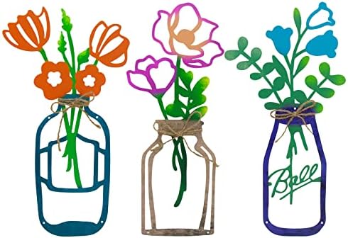 Rebala Metal Flowers Wall Decor, Metal Wall Sculpture for Patio Balcony, Metal Wall Art Decor for Living Room Bathroom Bedroom Dining Room,Wall Art for Kitchen.