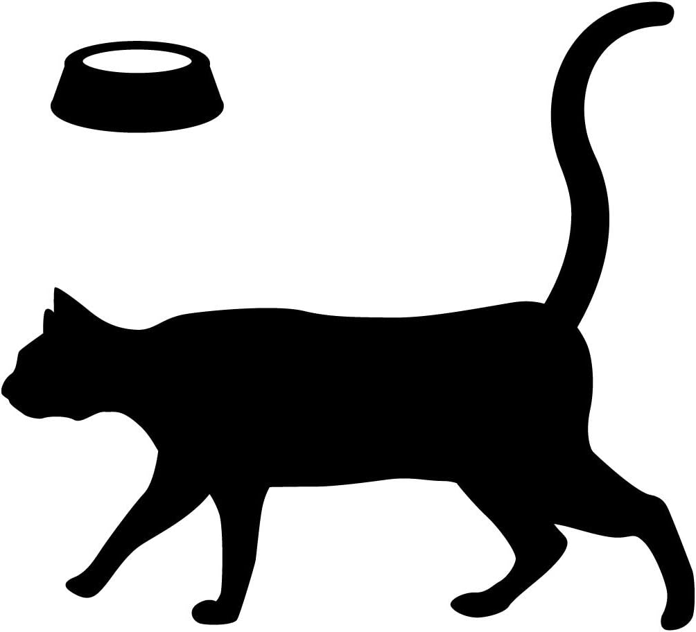 Amazon Co Jp 猫のシルエットステッカー 尻尾をあげて優雅に歩くネコ お皿付き ねこ キャット ポーズ シール 光沢タイプ 防水 耐水 屋外耐候3 4年 クリックポストにて発送 黒 100 文房具 オフィス用品