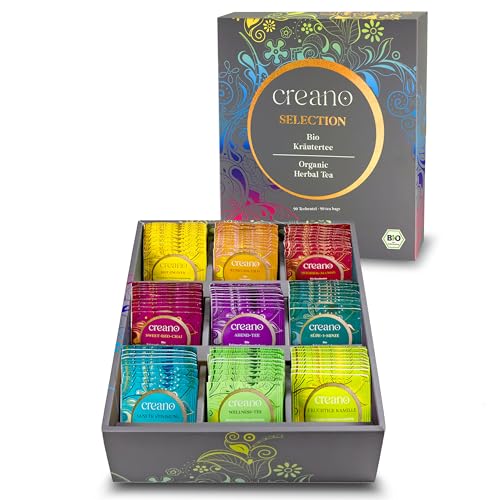 Creano Set de regalo de té de hierbas orgánicas 'Orgánico Herbal Tea' – 90 bolsas de té orgánicas en 9 variedades diferentes – 180 g – Novedad 2023*
