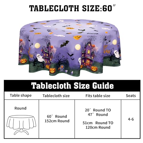 Rustic Purple Spider Web Halloween Tablecloth 60 Inch Outdoor Kitchen Party Decor