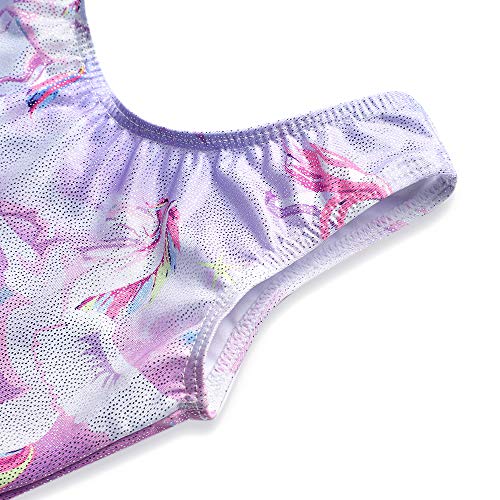 HOZIY Gymnastics Leotards for Girls Unicorn Pink Purple Sparkly Dancewear Activewear Quick Dry