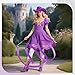 Chicingyou 3 Pcs Halloween Women's Musketeer Costume Accessories Set, Purple Cowgirl Hat Masquerade Mask Dance Ribbon for Cosplay Ball Halloween Party