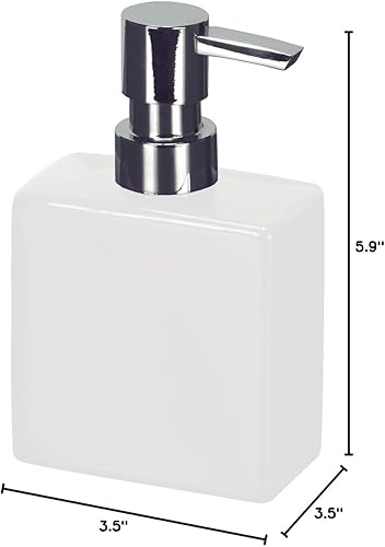 Miniatura 3 de Kleine Wolke Dispensador de jabón líquido de porcelana moderna para baño, 10 onzas, corto, dispensador de jabón flash de baño de lujo (blanco)