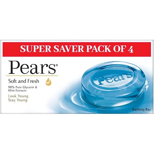 Pears Fresh Glycerin Mint Soap Bar Combo Pack - 4x100g