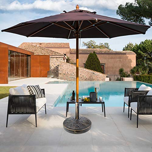 ALLADINBOX 18\" 26.5-lbs Outdoor Living Heavy Duty Round Antiqued Patio Umbrella Base,Bronze