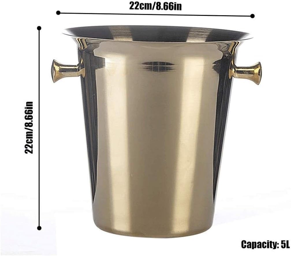 Cubitera Botella Vino Cubo de Hielo Aislado, Cubo de Acero, contenedor de Almacenamiento para Cubitos de Hielo, Ideal para el hogar, Bar, Fiestas, Cerveza fría, Botella de Vino y champán