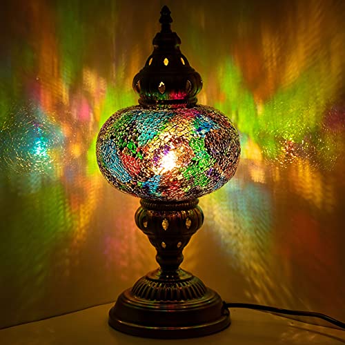 Marrakech Turkish Table Lamp Mosaic Glass Bedside Night Lamp Decorative Moroccan Tiffany Style Desk Lamp Light With Us Plug (2) #TOP7