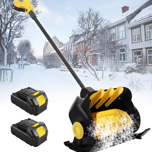 Pala da neve elettrica senza fili, potente spazzaneve a batteria con manico regolabile, include 2 batterie ricaricabili e caricabatterie rapido per la rimozione della neve