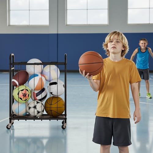 StorageWorks 160L Ball Cart with Wheels, Sports Ball Storage for Garage - image 5