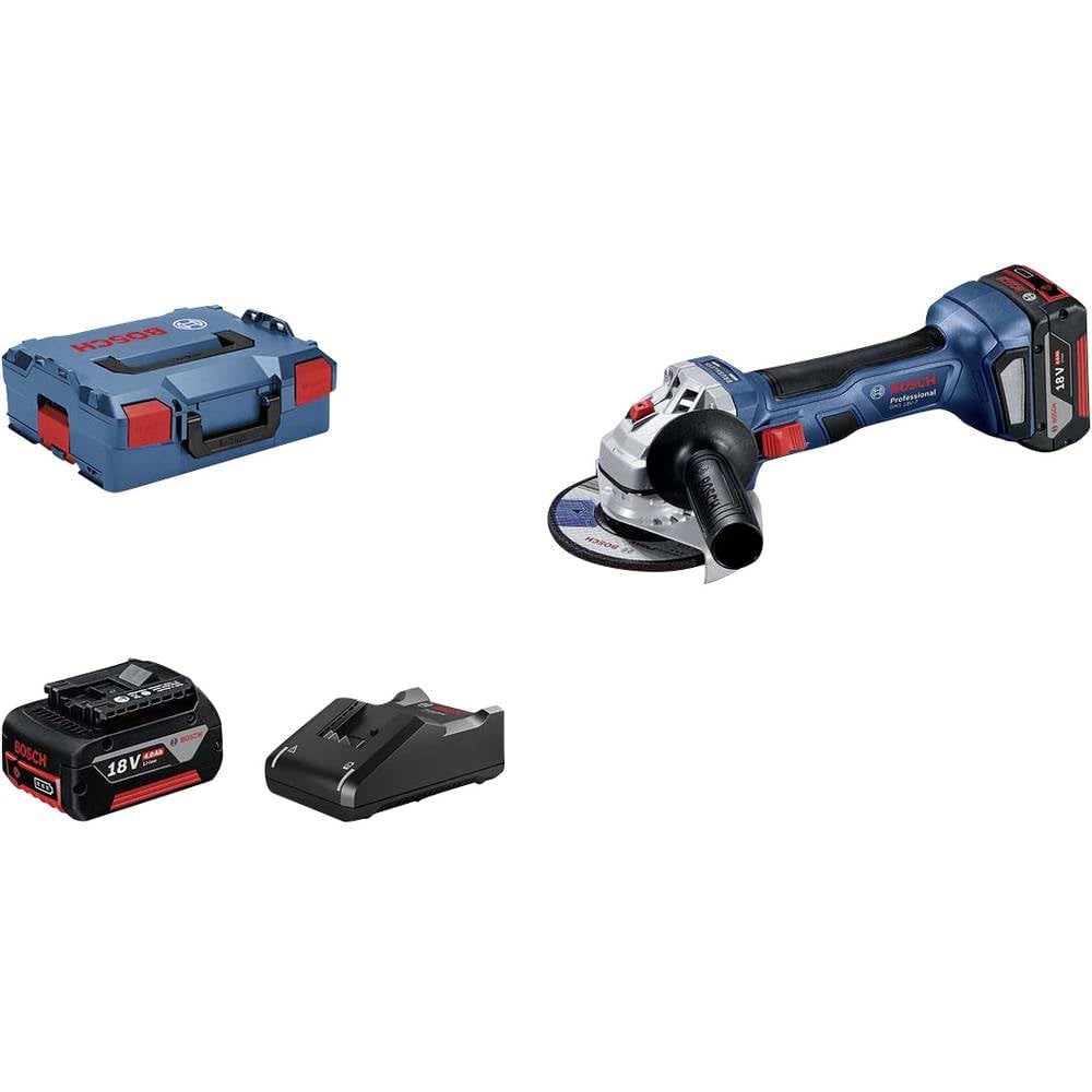 Bosch Professional 18V System GWS 18V-7 Brushless Angle Grinder, Diameter 125 mm, 11000 rpm, 2 x 4.0 Ah Batteries in L-BOXX