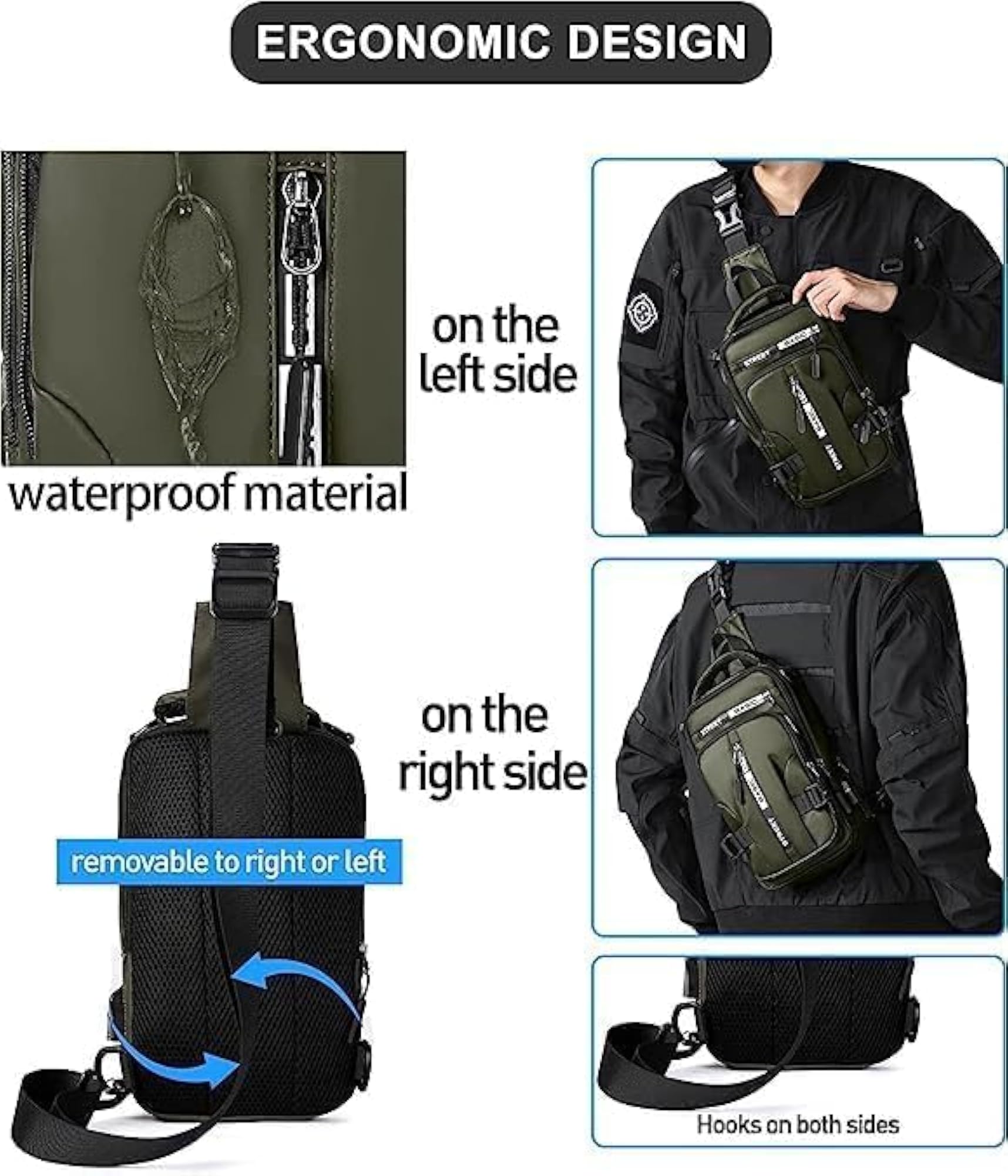 Sling Bag for Man Travel Daypack Crossbody Slim Bag