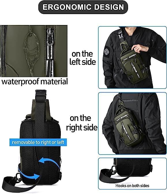 Image of Multi-functional Backpack Cross Sling Bag For Men&Women Shoulder Crossbody Waterproof Sling Backpack Bag with USB Charging Port for Travel Messenger Bag