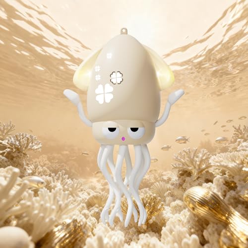 KJIXYUNG Tanzender & krabbelnder Oktopus mit LED Lichtern und Musik - Automatisch schwingendes musikalisches interaktives Spielzeug lustiges Geburtstagsgeschenk (Weiß)