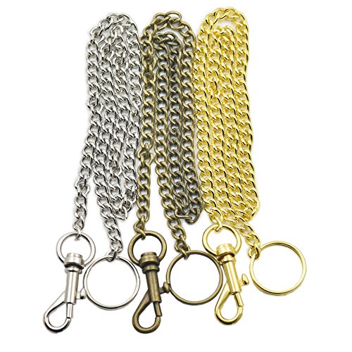 micoshop 3 9 Conjuntos Clip Giratorio mosquetón 18 "Cadena Llavero para Anillo Clip de Dinero en Efectivo Cartera sc11 a níquel Oro Bronce