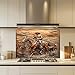 Tempered Glass Backsplash for Kitchen, Cowboy Glass Backsplash, Copper Look Backsplash for Kitchen Wall, Rustic Kitchen Backsplash, Easy to Install Stove Backsplash