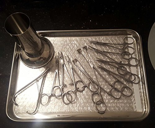 Body Piercing Jewelry 10 Tools Instruments Set with Jar & Tray Surgical Stainless Steel Professional Septum CQ Curvette Micro Dermal Anchor Forceps Pliers