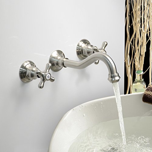 LightInTheBox Modern Bathroom Sink Faucet Wall Mount bathtub faucets Cross 2 Handles Long